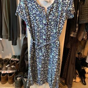 VINTAGE floral midi shirt sleeve dress